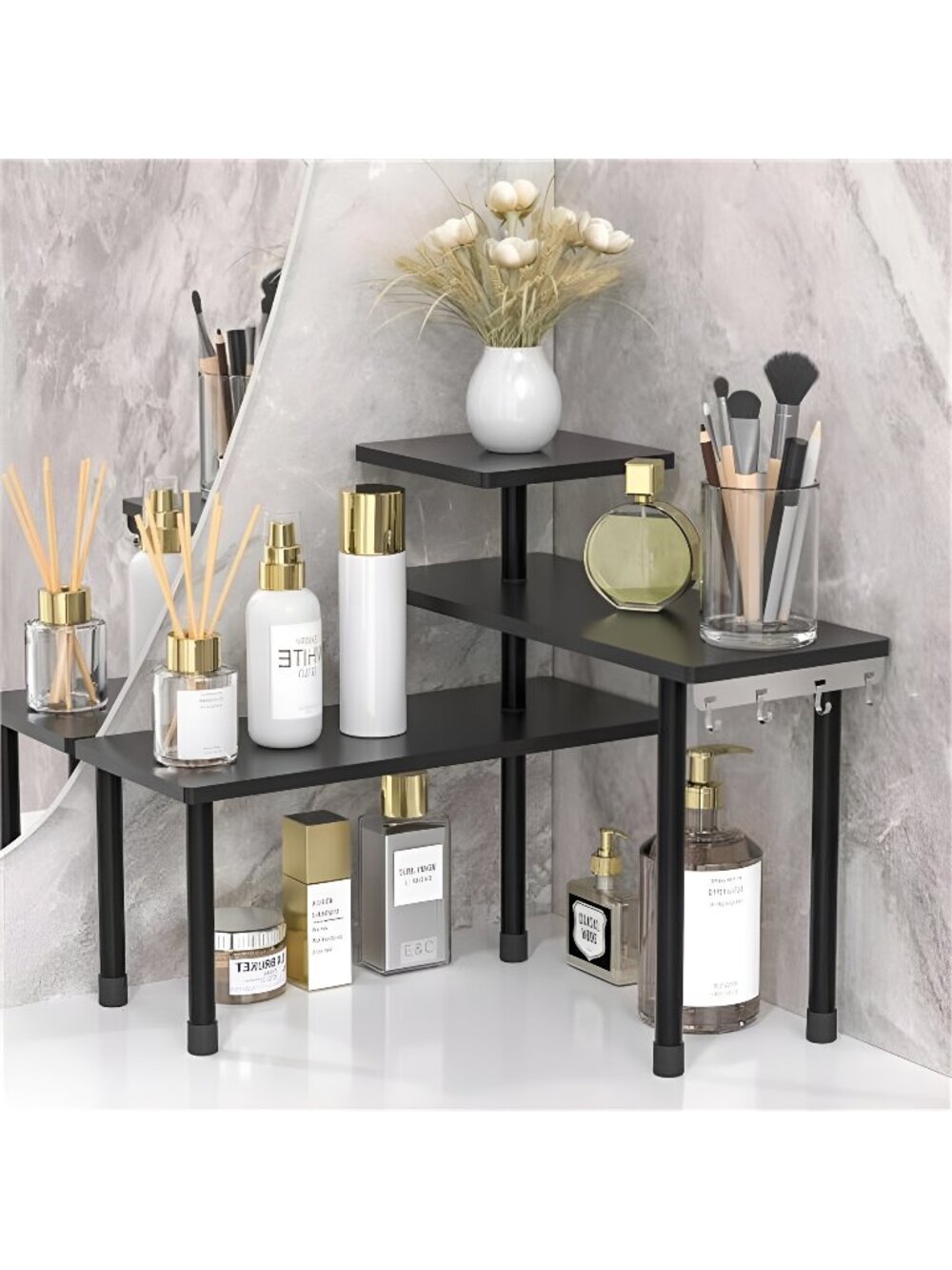 Countertop Corner Shelf, 3 Tier Shelf Moveable Organizer for Bathroom